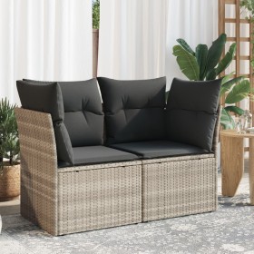 Sofá de jardín con cojines 2 plazas ratán sintético gris claro de , Sofás de exterior - Ref: Foro24-366176, Precio: 171,32 €,...