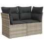 Garden sofa with cushions, 2 seats, light gray synthetic rattan by , Outdoor sofas - Ref: Foro24-366176, Price: 171,32 €, Dis...