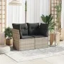 Sofá de jardín con cojines 2 plazas ratán sintético gris claro de , Sofás de exterior - Ref: Foro24-366176, Precio: 168,48 €,...