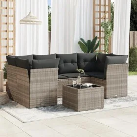 Garden sofa set 7 pieces with light gray PE rattan cushions by , Garden sets - Ref: Foro24-3249111, Price: 505,89 €, Discount: %