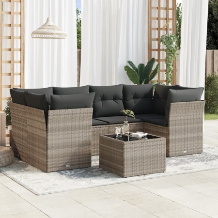 Gartensofagarnitur 7-teilig mit Polstern, helles graues PE-Rattan von , Gartensets - Ref: Foro24-3249111, Preis: 473,17 €, Ra...