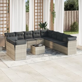 Garden sofa set 12 pieces and gray synthetic rattan cushions by , Garden sets - Ref: Foro24-3249731, Price: 860,47 €, Discoun...