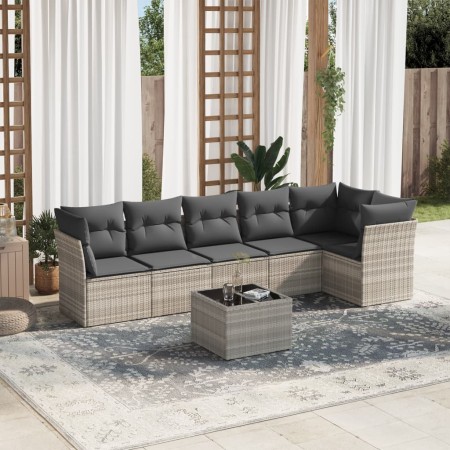 Gartensofagarnitur 7-teilig mit Polstern, helles graues PE-Rattan von , Gartensets - Ref: Foro24-3249511, Preis: 483,61 €, Ra...