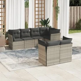 Garden sofa set 7 pieces with light gray PE rattan cushions by , Garden sets - Ref: Foro24-3217902, Price: 532,11 €, Discount: %