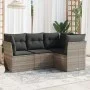 Set de sofás de jardín 4 pzas y cojines ratán sintético gris de , Conjuntos de jardín - Ref: Foro24-3249421, Precio: 318,07 €...