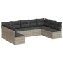 Set muebles jardín 9 pzas y cojines ratán sintético gris claro de , Conjuntos de jardín - Ref: Foro24-3249911, Precio: 584,78...