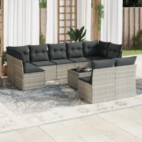 Set of 10-piece garden sofas with light gray synthetic rattan cushions by , Garden sets - Ref: Foro24-3250001, Price: 700,63 ...