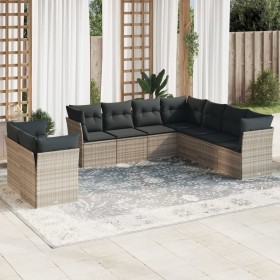 Gartenmöbel-Set 9-teilig mit Kissen aus hellem grauem Kunst-Rattan. von , Gartensets - Ref: Foro24-3249681, Preis: 638,60 €, ...