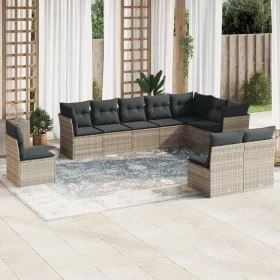 Set of 10-piece garden sofas with light gray synthetic rattan cushions by , Garden sets - Ref: Foro24-3249641, Price: 653,46 ...