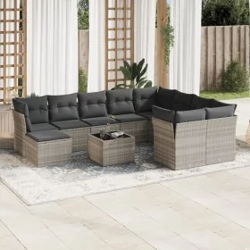 Garden sofa set 11 pieces and gray synthetic rattan cushions by , Garden sets - Ref: Foro24-3250441, Price: 722,93 €, Discoun...