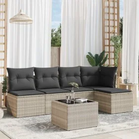 Gartensofagarnitur 6-teilig mit grauen Polstern aus synthetischem Rattan von , Gartensets - Ref: Foro24-3249371, Preis: 379,5...
