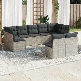 Garden furniture set 9 pieces and light gray synthetic rattan cushions by , Garden sets - Ref: Foro24-3249991, Price: 635,55 ...