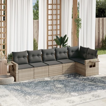 Garden sofa set 6 pieces and gray synthetic rattan cushions by , Garden sets - Ref: Foro24-3252529, Price: 414,67 €, Discount: %