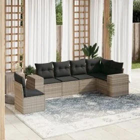 Garden sofa set 6 pieces and gray synthetic rattan cushions by , Garden sets - Ref: Foro24-3254969, Price: 437,43 €, Discount: %