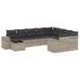 Set of 10-piece garden sofas with light gray synthetic rattan cushions by , Garden sets - Ref: Foro24-3255399, Price: 687,40 ...