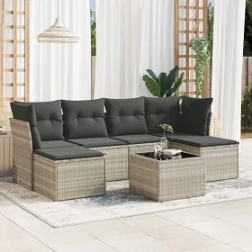 Garden sofa set 7 pieces with light gray PE rattan cushions by , Garden sets - Ref: Foro24-3249861, Price: 447,31 €, Discount: %
