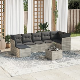 Gartensofa-Set, 8-teilig, mit grauen Kissen aus synthetischem Rattan von , Gartensets - Ref: Foro24-3249821, Preis: 543,12 €,...