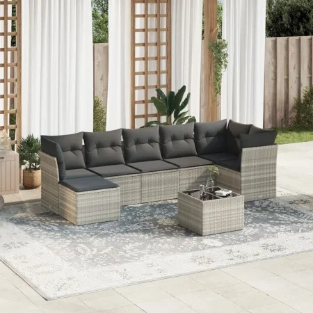 Gartensofa-Set, 8-teilig, mit grauen Kissen aus synthetischem Rattan von , Gartensets - Ref: Foro24-3249821, Preis: 554,11 €,...