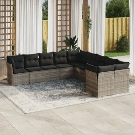 Set of 10-piece garden sofas with light gray synthetic rattan cushions by , Garden sets - Ref: Foro24-3250081, Price: 712,34 ...
