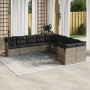 Set of 10-piece garden sofas with light gray synthetic rattan cushions by , Garden sets - Ref: Foro24-3250081, Price: 695,54 ...