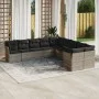 Set of 10-piece garden sofas with light gray synthetic rattan cushions by , Garden sets - Ref: Foro24-3250081, Price: 712,34 ...