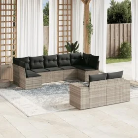 Garden furniture set 9 pieces and light gray synthetic rattan cushions by , Garden sets - Ref: Foro24-3255359, Price: 636,31 ...