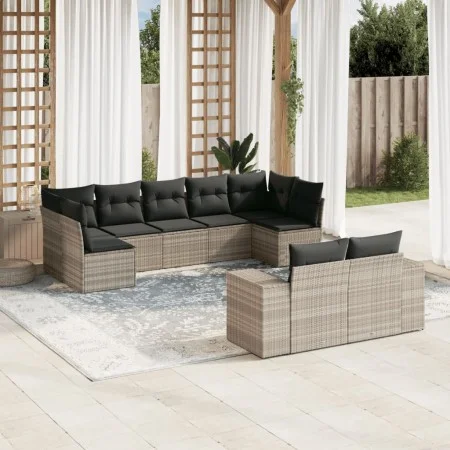 Garden furniture set 9 pieces and light gray synthetic rattan cushions by , Garden sets - Ref: Foro24-3255359, Price: 636,31 ...
