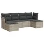 Garden sofa set 6 pieces and gray synthetic rattan cushions by , Garden sets - Ref: Foro24-3218012, Price: 376,92 €, Discount: %