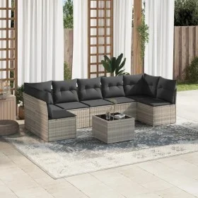 Garden sofa set 8 pieces and gray synthetic rattan cushions by , Garden sets - Ref: Foro24-3249281, Price: 506,31 €, Discount: %