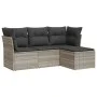 Garden sofa set 4 pieces with gray synthetic rattan cushions by , Garden sets - Ref: Foro24-3217542, Price: 273,35 €, Discoun...