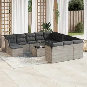 Set of garden sofas with 13 pieces of gray synthetic rattan cushions by , Garden sets - Ref: Foro24-3250481, Price: 906,76 €,...