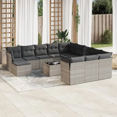 Set of garden sofas with 13 pieces of gray synthetic rattan cushions by , Garden sets - Ref: Foro24-3250481, Price: 906,76 €,...