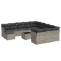 Set of garden sofas with 13 pieces of gray synthetic rattan cushions by , Garden sets - Ref: Foro24-3250481, Price: 906,76 €,...