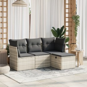Garden sofa set 4 pieces with gray synthetic rattan cushions by , Garden sets - Ref: Foro24-3263118, Price: 267,06 €, Discoun...