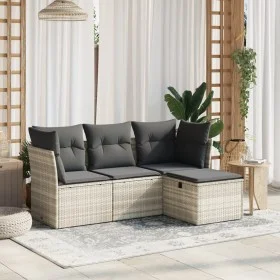 Gartensofagarnitur 4-teilig mit grauen Polstern aus synthetischem Rattan von , Gartensets - Ref: Foro24-3263118, Preis: 273,6...