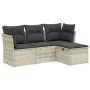 Garden sofa set 4 pieces with gray synthetic rattan cushions by , Garden sets - Ref: Foro24-3263118, Price: 273,63 €, Discoun...