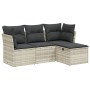 Gartensofagarnitur 4-teilig mit grauen Polstern aus synthetischem Rattan von , Gartensets - Ref: Foro24-3263118, Preis: 267,0...