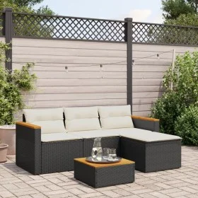 Garden sofa set with 3-piece black synthetic rattan cushions by , Garden sets - Ref: Foro24-365826, Price: 296,35 €, Discount: %