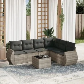 Set de sofás de jardín 7 pzas con cojines ratán PE gris claro by , Garden sets - Ref: Foro24-3253759, Price: 495,76 €, Discou...