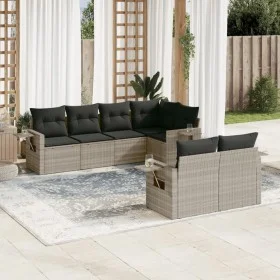 Set de sofás de jardín 7 pzas con cojines ratán PE gris claro by , Garden sets - Ref: Foro24-3252749, Price: 530,33 €, Discou...