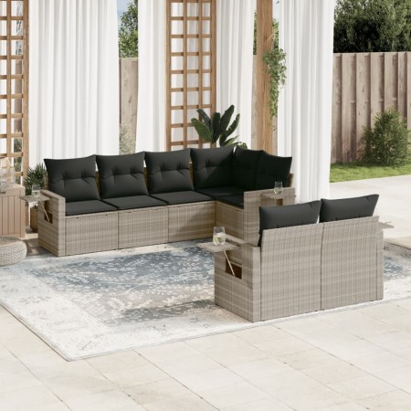 Set de sofás de jardín 7 pzas con cojines ratán PE gris claro by , Garden sets - Ref: Foro24-3252749, Price: 521,00 €, Discou...