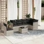 Garden sofa set 7 pieces with light gray PE rattan cushions by , Garden sets - Ref: Foro24-3249551, Price: 502,40 €, Discount: %