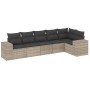 Garden sofa set 6 pieces and gray synthetic rattan cushions by , Garden sets - Ref: Foro24-3254929, Price: 428,38 €, Discount: %