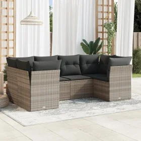 Garden sofa set 6 pieces and gray synthetic rattan cushions by , Garden sets - Ref: Foro24-3249951, Price: 457,30 €, Discount: %