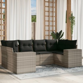 Garden sofa set 6 pieces and gray synthetic rattan cushions by , Garden sets - Ref: Foro24-3255319, Price: 459,17 €, Discount: %