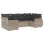 Garden sofa set 6 pieces and gray synthetic rattan cushions by , Modular outdoor sofas - Ref: Foro24-3221781, Price: 439,84 €...
