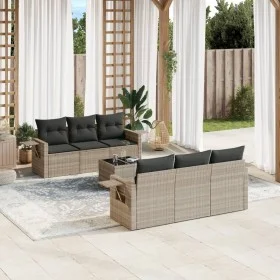Garden sofa set 7 pieces with light gray PE rattan cushions by , Garden sets - Ref: Foro24-3219911, Price: 487,62 €, Discount: %