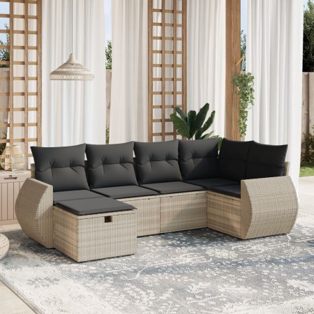 Garden sofa set 6 pieces and gray synthetic rattan cushions by , Garden sets - Ref: Foro24-3264108, Price: 423,62 €, Discount: %