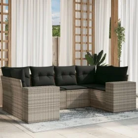 Gartensofagarnitur 6-teilig mit grauen Polstern aus synthetischem Rattan von , Gartensets - Ref: Foro24-3222981, Preis: 454,0...