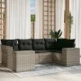 Garden sofa set 6 pieces and gray synthetic rattan cushions by , Garden sets - Ref: Foro24-3222981, Price: 454,05 €, Discount: %